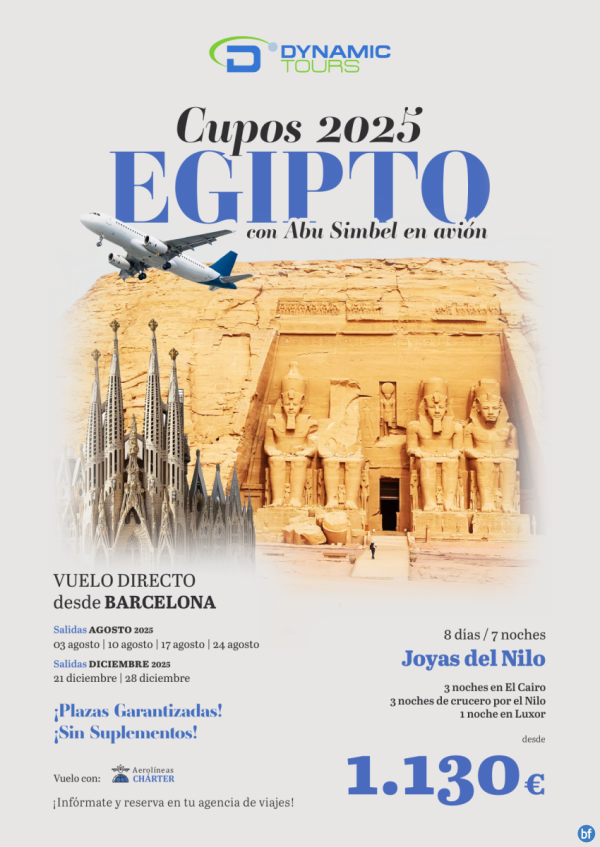 EGIPTO ? Vuelo directo desde Barcelona?Joyas del Nilo??con Abu Simbel en avin?? desde 1.130 € 