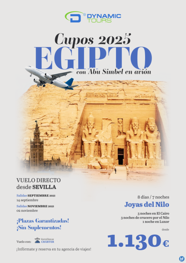 EGIPTO ? Vuelo directo desde Sevilla?Joyas del Nilo??con Abu Simbel en avin?? desde 1.130 € 