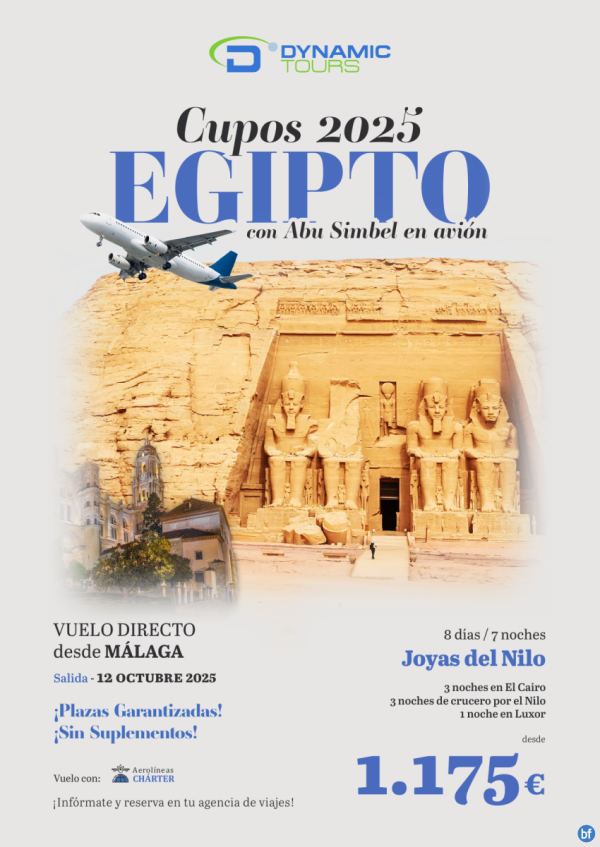 EGIPTO ? Vuelo directo desde Mlaga?Joyas del Nilo??con Abu Simbel en avin?? desde 1.175 € 