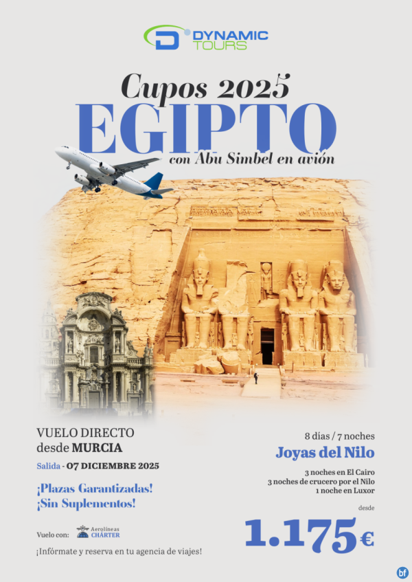 EGIPTO ? Vuelo directo desde Murcia?Joyas del Nilo??con Abu Simbel en avin?? desde 1.175 € 