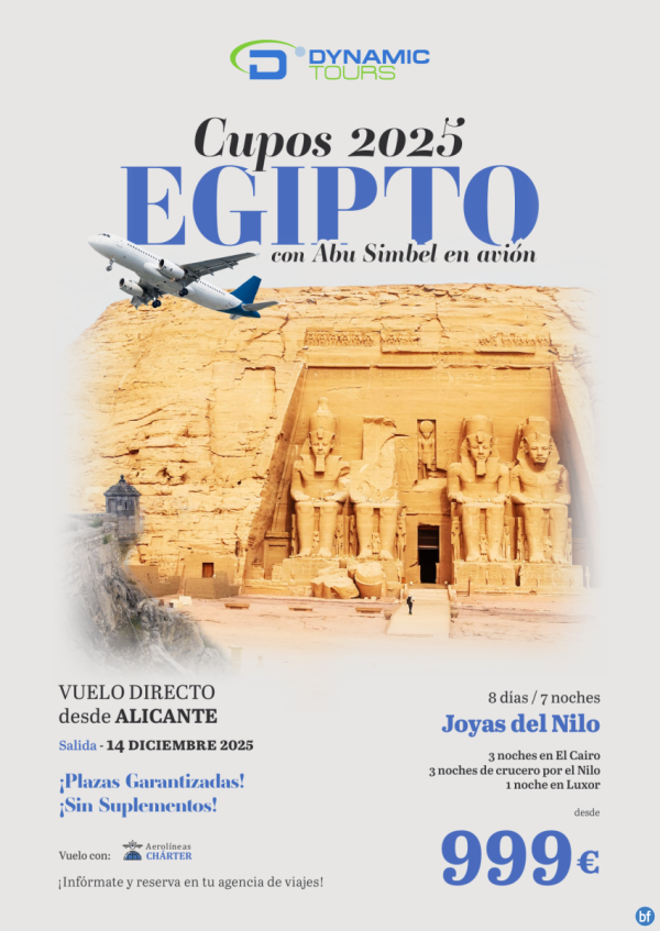 EGIPTO ? Vuelo directo desde Alicante?Joyas del Nilo??con Abu Simbel en avin?? desde 999 € 