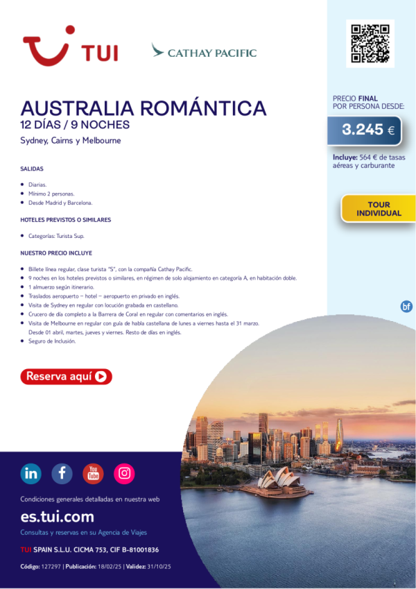 Australia Romntica. 12 das / 9 noches. Tour Individual. Salidas diarias desde MAD y BCN desde 3.245 € 