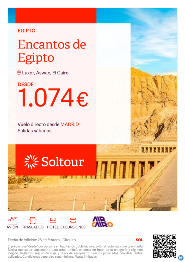 Encantos de Egipto desde 1.074 € , salidas desde Madrid