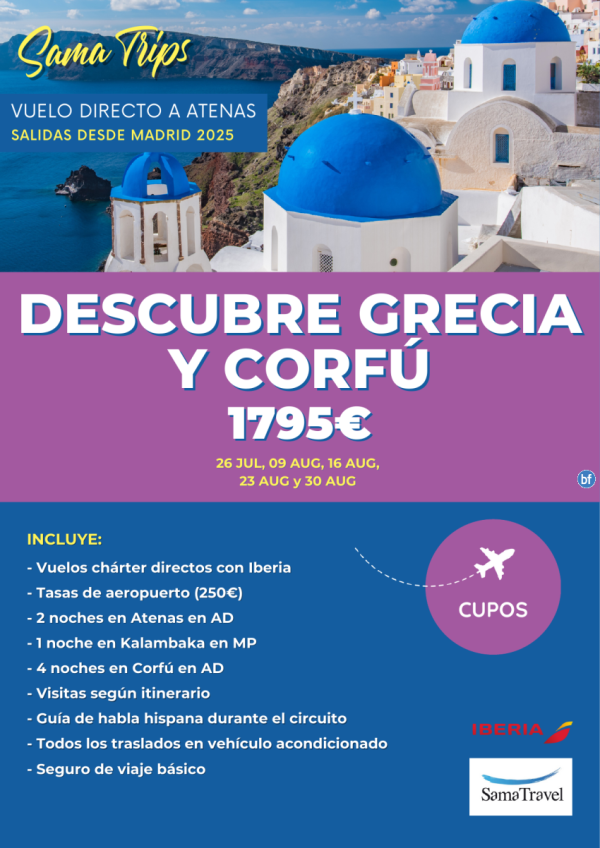 Descubre Grecia y Corf: Circuito 8 das [Precios y Cupos garantizados] (25 Jul - 30 Aug) **Desde 1.795 € **