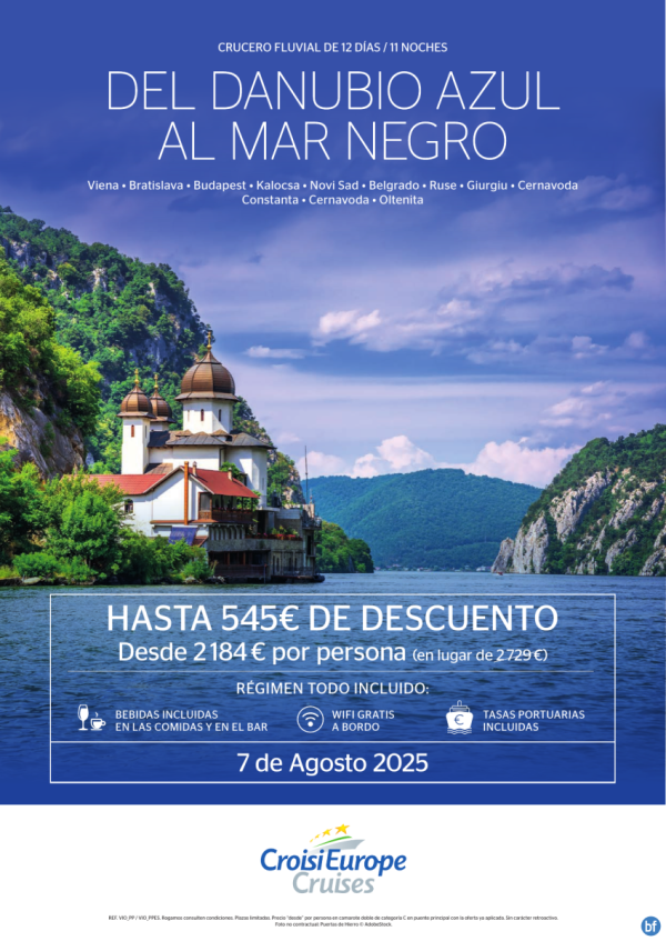 Hasta 545 € DESCUENTO - crucero fluvial del Danubio Azul al Mar Negro - 12 das - rgimen todo Incluido - 07/08