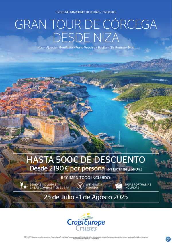 Hasta 500 € DESCUENTO - crucero Gran Tour de Crcega - 8 das - rgimen Todo Incluido - 25/07 + 01/08