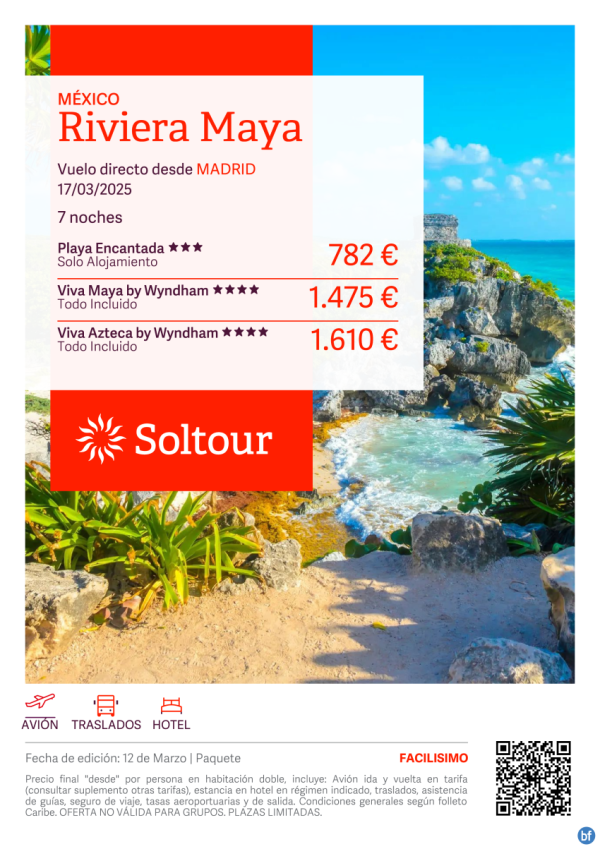 Riviera Maya (Mxico) desde 782 € , salida 17 Marzo desde Madrid