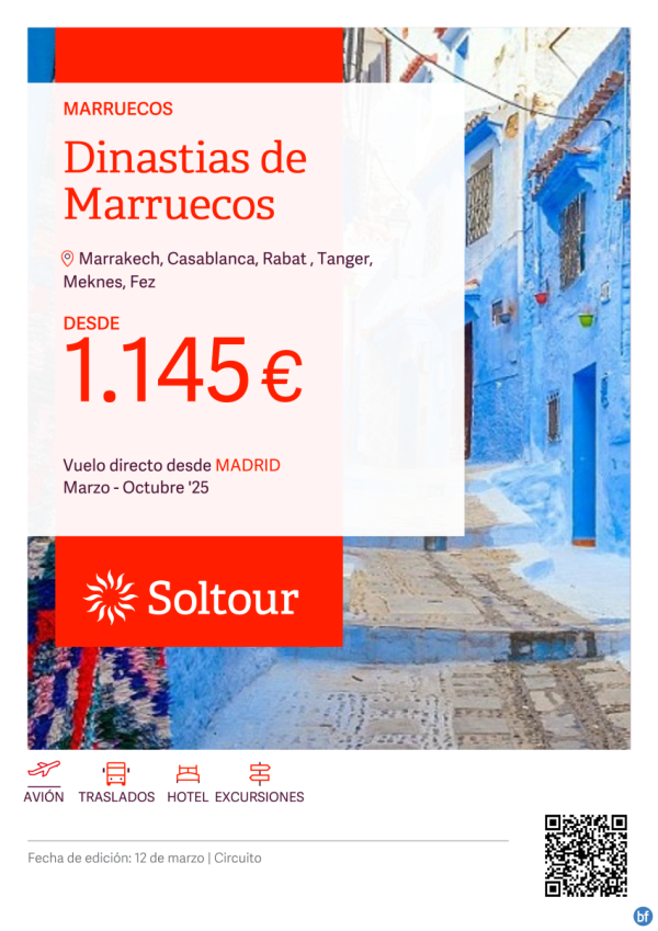 Dinastias de Marruecos desde 1.145 € , salidas de Marzo a Octubre desde Madrid