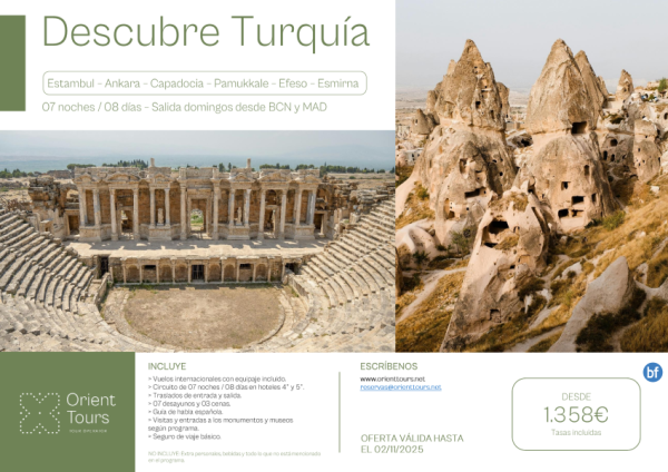 Turquia. Vuelos + Tour 07 noches. Salida cada domingo desde Bcn y Mad.