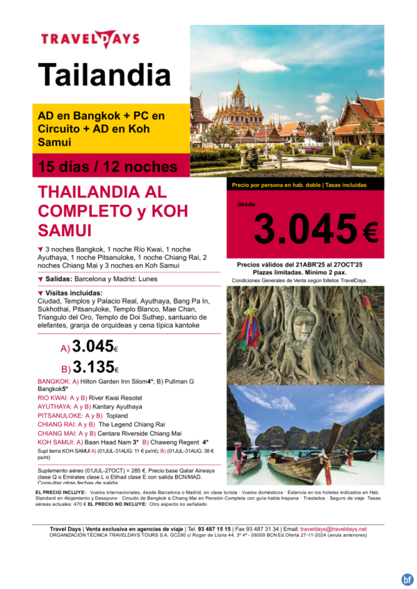 Thailandia - Circuito por Thailandia y Koh Samui a partir de 3.045 € 