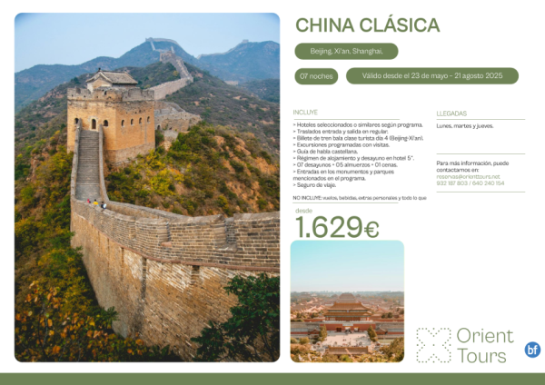 China Clsica especial verano 2025 excursiones y visitas programadas con gua en espaol