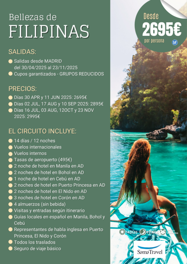 Bellezas de Filipinas: Circuito 14 das (Salidas del 11ABR al 10SEP)[Cupos y precio garantizados]*Desde 2695 € *