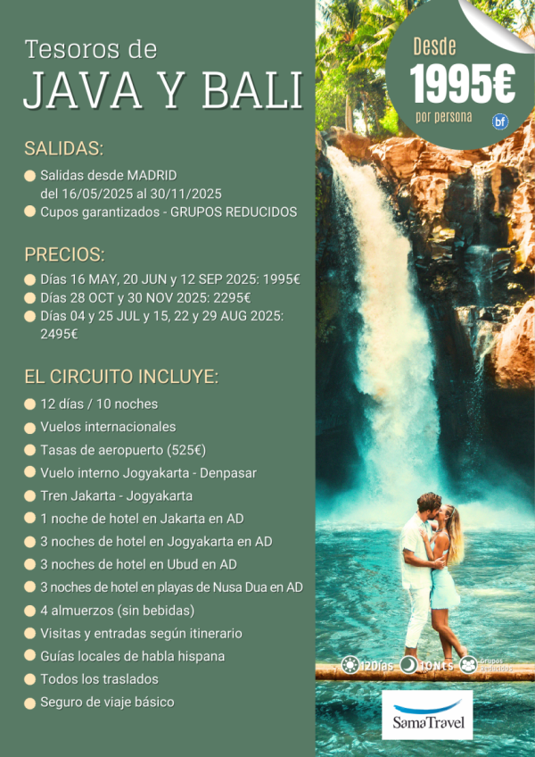 \-Tesoros de Java y Bali\-: Circuito 12 das visitas y playa [Cupos y precios garantizados] *Desde 1995 € *