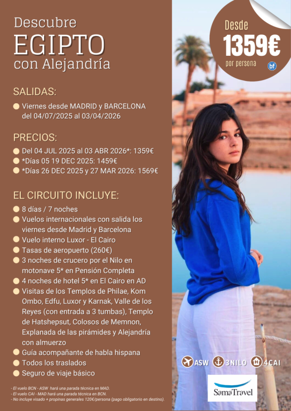 \-Descubre EGIPTO + Alejandra\- 8 das circuito [Desde Madrid y Barcelona] (04Jul-03abr26) *Desde 1359 € *