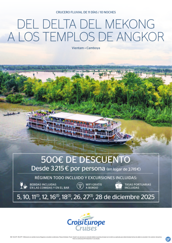 500? DESCUENTO - crucero fluvial por el Mekong, Vietnam y Camboya - 11 das - rgim. Todo Incluido - diciembre