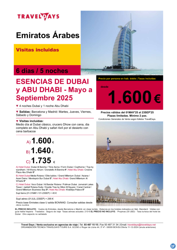 Esencias de Dubai i Abu Dhabi - 6 das desde BCN/MAD a partir de 1.600 € 