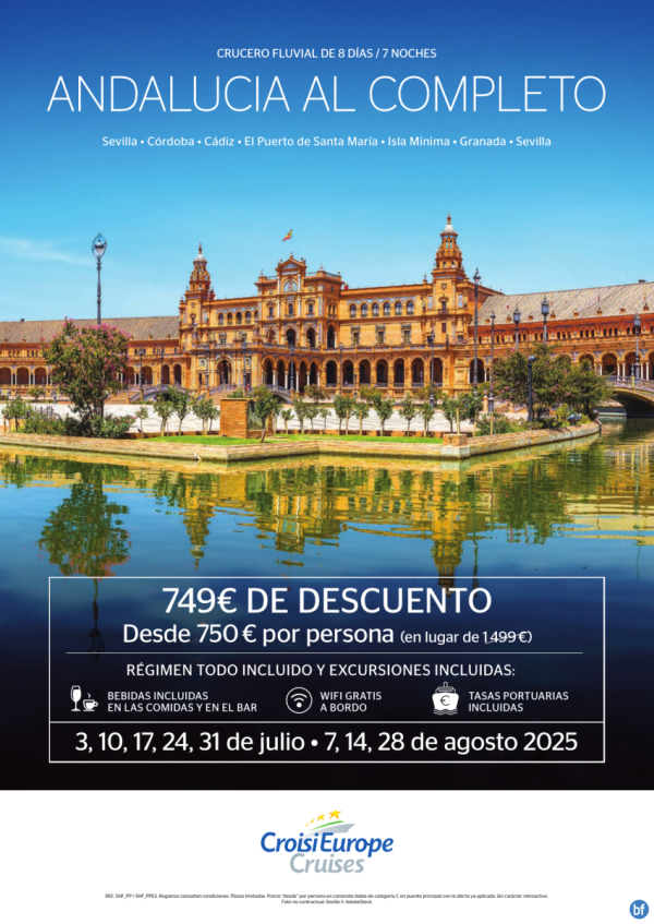 HASTA 2X1 + Excursiones - crucero fluvial Andaluca al completo - 8 das - rg. Todo Incluido - julio y agosto