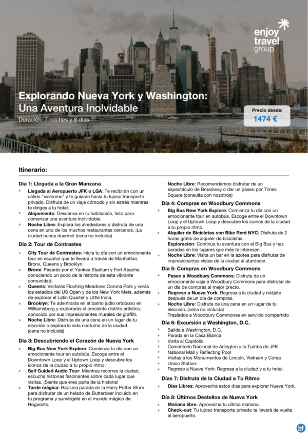 Explorando Nueva York y Washington desde 1,474 € 