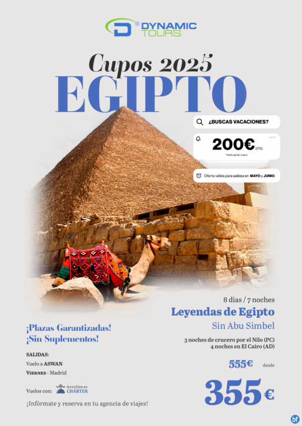 Salidas mayo y junio ?EGIPTO??200? de DTO??Maravillas del Nilo | (4cru+3cai) ? sal: lun y sab | desde 575 € 