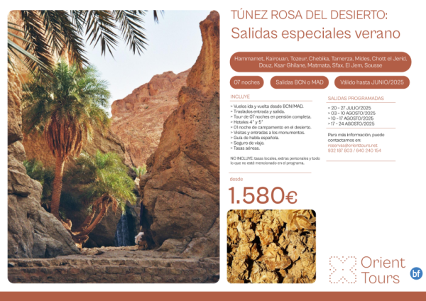Tnez circuito especial verano rosa del desierto 07 noches salidas desde BCN y MAD