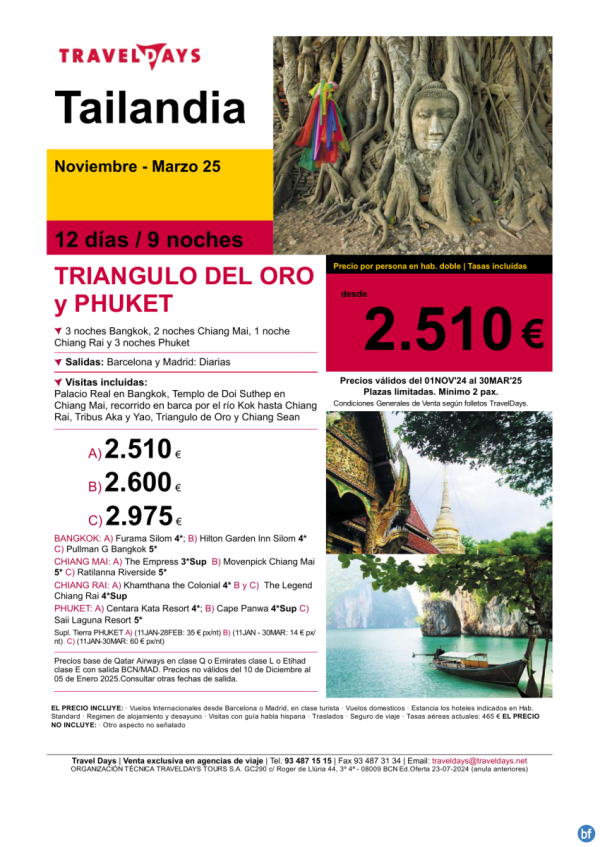 Thailandia - Triangulo de oro y Phuket desde BCN/MAD en privado a partir de 2.510 € 