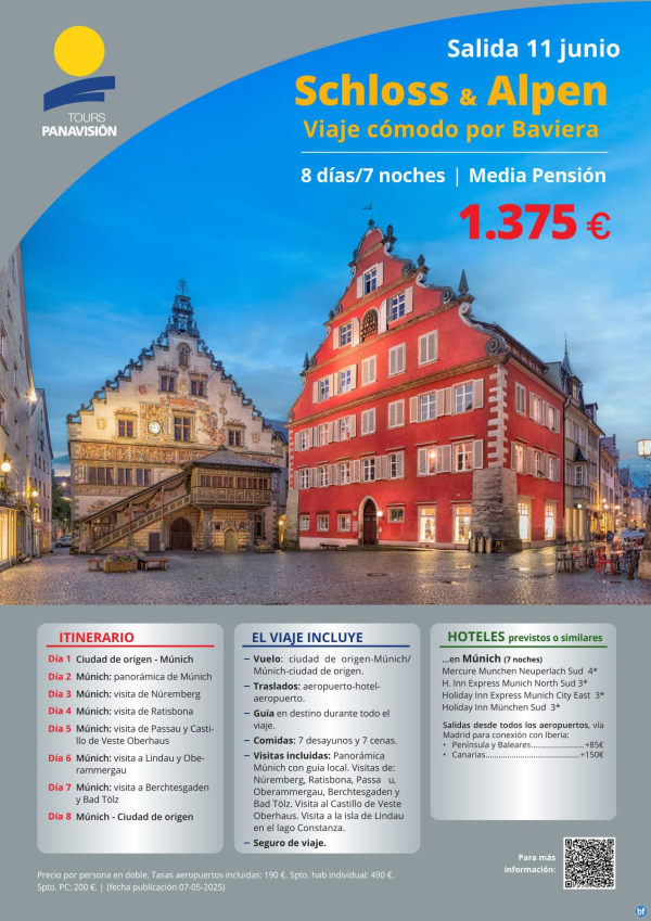 Schloss & Alpen en oferta! Viaje cmodo por Baviera 11/06 solo 1.375 € 
