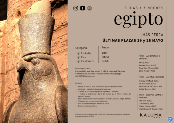 Egipto Ms Cerca \-Ultimas Plazas\- - Salidas Barcelona 19 y 26 Mayo desde 910 € 