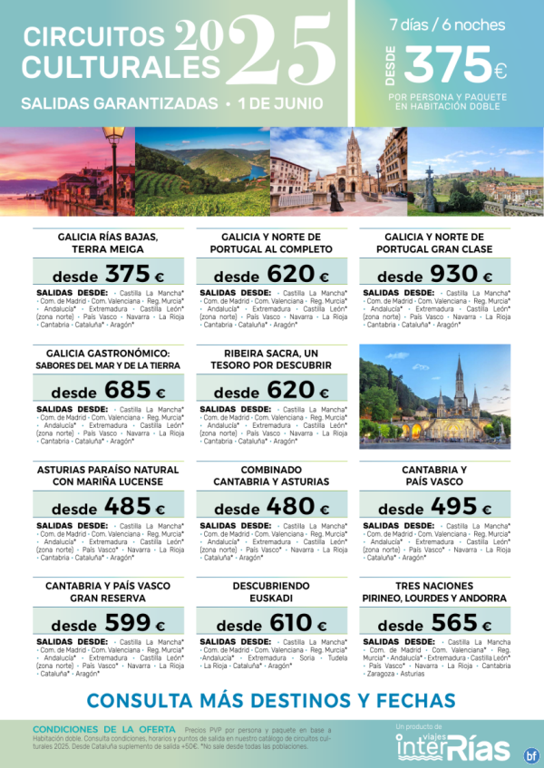 Resumen Circuitos Culturales-> Salidas 1 de Junio.- Viajes InterRas