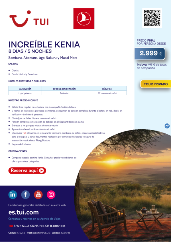 Increble Kenia. 8 das / 5 noches. Salidas diarias desde MAD y BCN desde 2.999 € 
