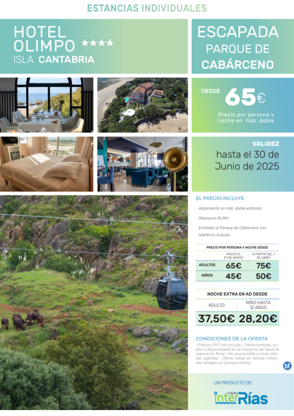 Escapada Parque de Cabrceno Hotel Olimpo 4* (Cantabria).- Paquetes tursticos para Individuales