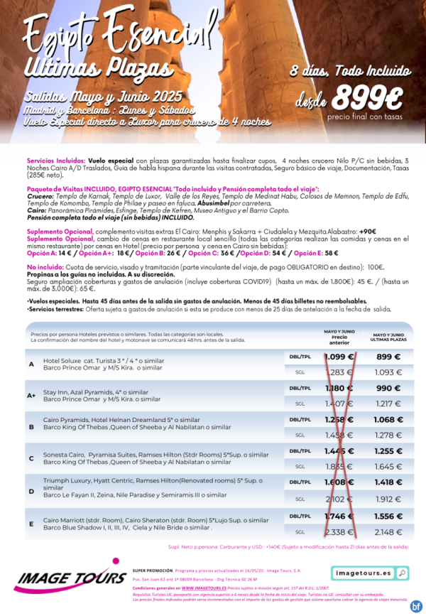 Egipto Esencial ltimas Plazas Mayo y Junio con Visitas y plazas garantizadas! desde solo 899 € 