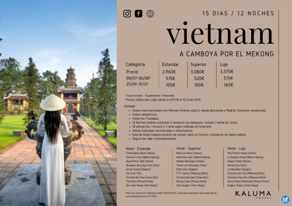 De Vietnam a Camboya por el Mekong 15 Das / 12 Noches - Salidas Garantizadas hasta Diciembre desde 2.960 € 
