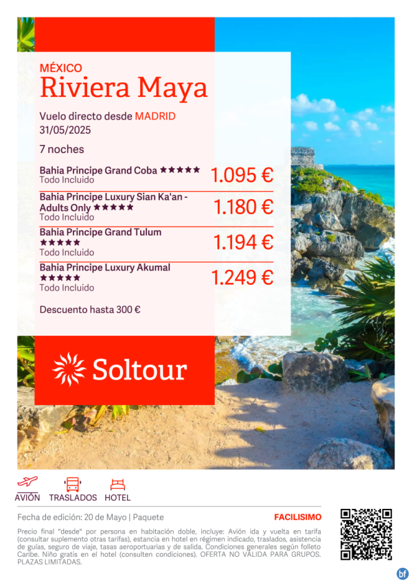 Riviera Maya (Mxico) en Hoteles Bahia Principe desde 1.095 € , salida 31 Mayo desde Madrid