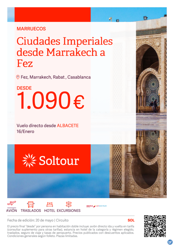 Ciudades Imperiales desde Marrakech a Fez (Marruecos) desde 1.090 € , salida 16 Enero desde Albacete