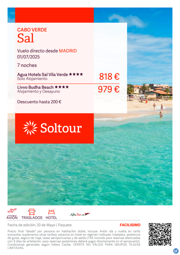 Isla de Sal (Cabo Verde) desde 818 € , salida 1 Julio desde Madrid