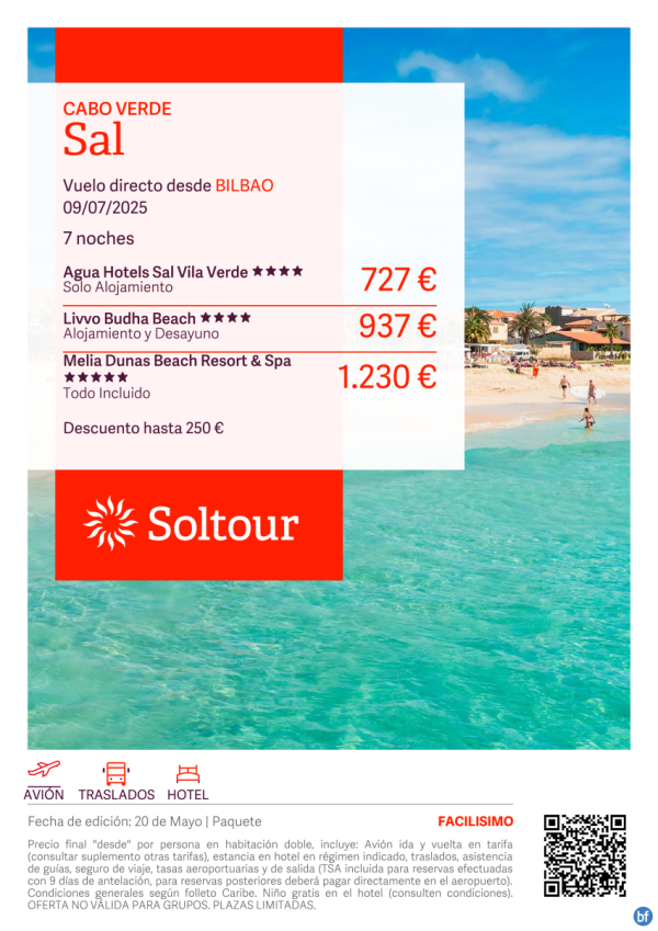 Isla de Sal (Cabo Verde) desde 727 € , salida 9 Julio desde Bilbao