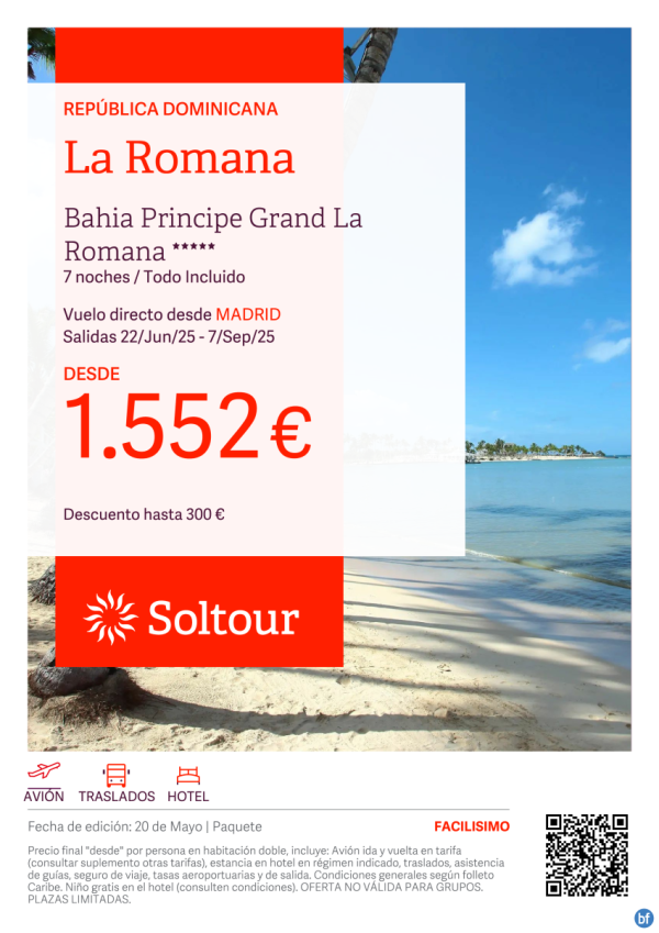 La Romana (Repblica Dominicana) desde 1.552 € , salidas 22 Junio y 7 Septiembre desde Madrid
