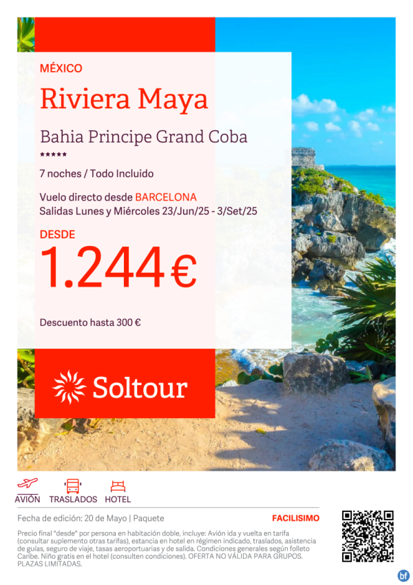 Riviera Maya (Mxico) en Bahia Principe Grand Coba desde 1.244 € , salidas del 23 Junio - 3 Septiembre desde Barcelona