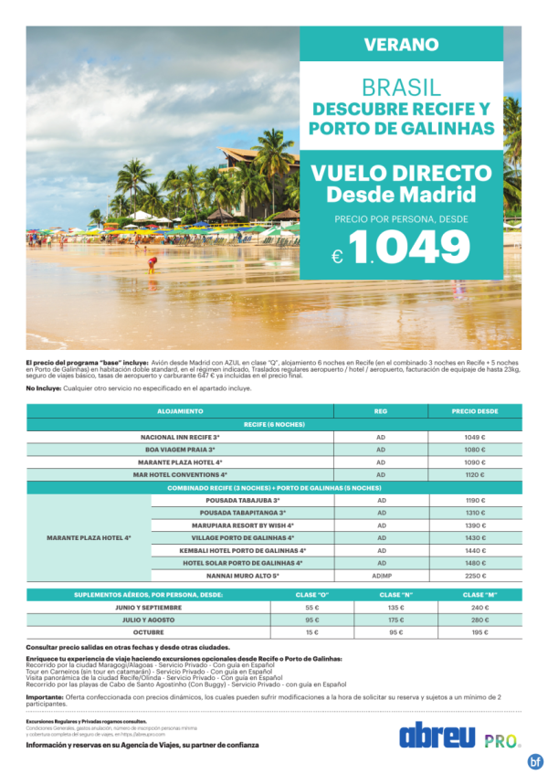 Novedad!!! ??? BRASIL ??? Descubre Recife y Porto De Galinhas ??? Vuelo Directo desde Madrid ???