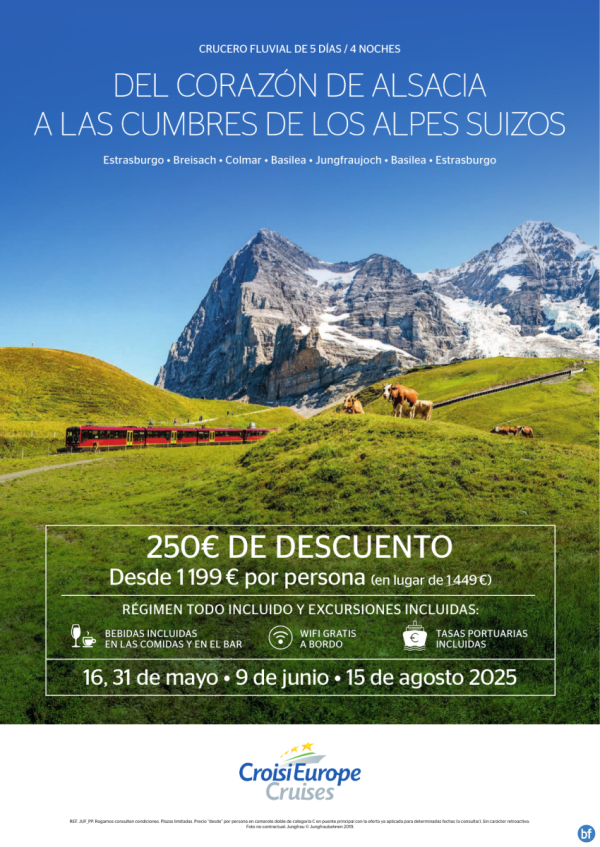 Hasta 250 € DESCUENTO - crucero de Alsacia a los Alpes Suizos - 5 das - Todo Incluido - 31/05 + 09/06 + 15/08