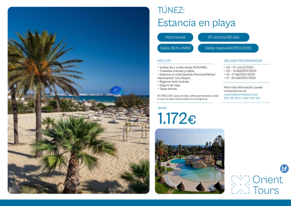 Tnez estancia en playa 07 noches con vuelos desde BCN y MAD.