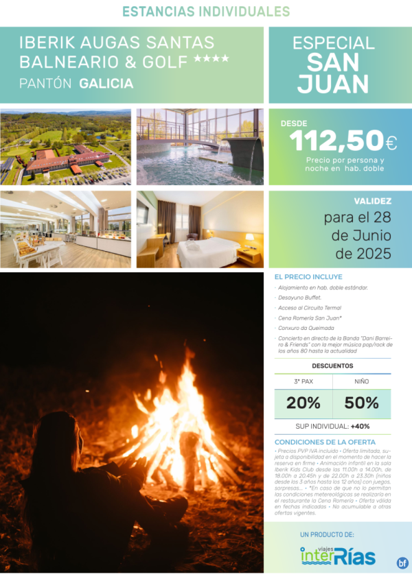 Especial San Juan Iberik Augas Santas Balneario & Golf 4* (Pantn - Galicia).- Hoteles para Individuales