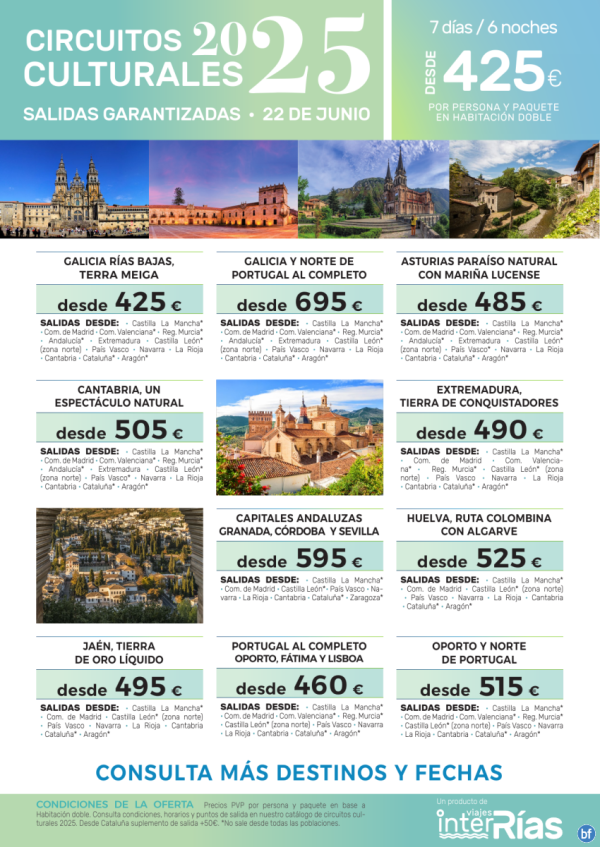 Resumen Circuitos Culturales-> Salidas 22 de Junio.- Viajes InterRas