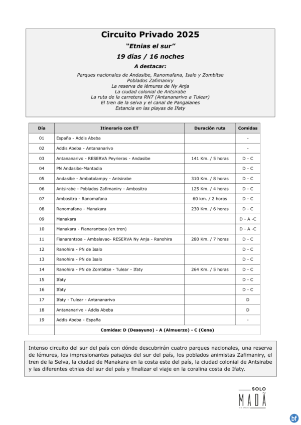 Madagascar \-Etnias del Sur\- ? 19 das en privado entre culturas, selvas y playas