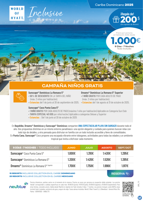 Verano en Dominicana desde 1.000 € , playas sin sargazo y Nios Gratis. Descubre todos los detallles!