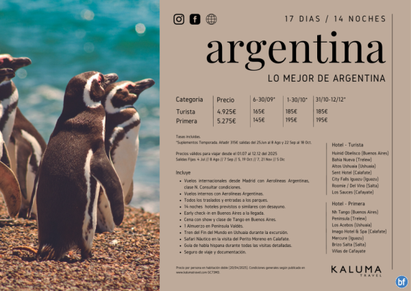 Lo Mejor de Argentina 14 noches - Salidas con *Beneficios Especiales* hasta Diciembre desde 4.925 € 