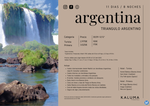 Triangulo Argentino 8 noches - Salidas con *Beneficios Especiales* hasta Diciembre desde 2.970 € 
