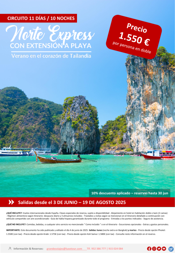 Verano en el corazn de Tailandia - Circuito de 11 das / 10 noches