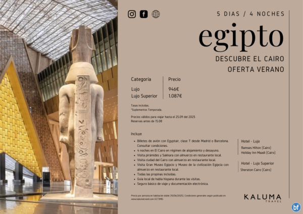 Descubre el Cairo 5 das - Oferta Verano con Egyptair hasta Septiembre \-Incluye Museos del Cairo\- desde 946 € 