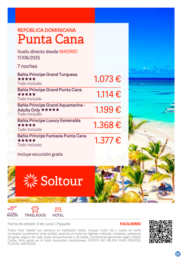 Punta Cana (Repblica Dominicana) en Hoteles Bahia Principe desde 1.073 € ?, salida 17 Junio desde Madrid